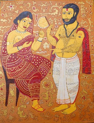 Homage-to-Kalighat-Pat-1-Painting-Bhaskar-Lahiri-IndiGalleria-IG2009