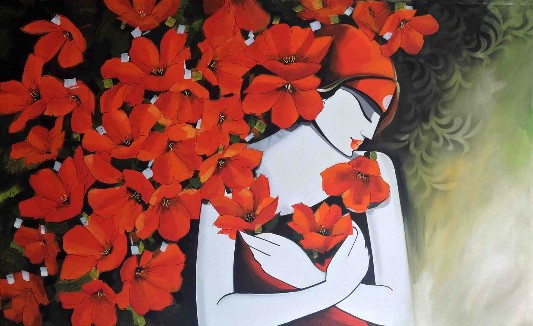 Self-Love-Acrylic-Painting-on-Canvas-Pradeesh-Raman-IndiGalleria-IG1236