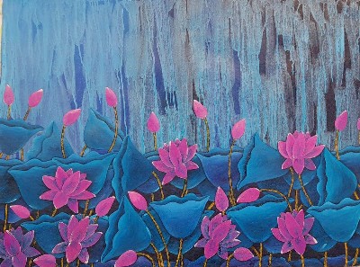 Lotus-2-48x36-Acrylic-Painting-Artist-Sadaf-Beg-Khan-IndiGalleria-IG2018