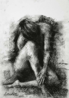 Woman-Sketch-003-Charcoal-on-Paper-Sachin-Upadhaye-IndiGalleria-IG2038