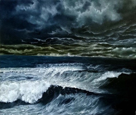 Hyperrealistic-Seascape-Oil-Painting-Kaustav-Jyoti-Dasgupta-IndiGalleria-IG2039