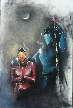 Shiva-Hanuman-Oil-Painting-Shiv-Lal-Bagria-IndiGalleria-IG903
