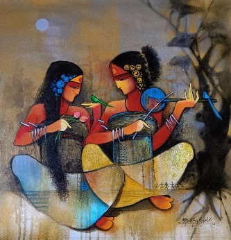 Siters-1-Acrylic-Painting-on-Canvas-Mahaling-Hosakoti-IndiGalleria-IG1696