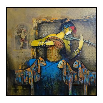 Lady-with-goats-Acrylic-Painting-on-Canvas-Mahaling-Hosakoti-IndiGalleria-IG400