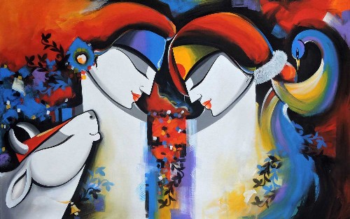 LoveStory1-Acrylic-Painting-Pradeesh-K-Raman-IndiGalleria-IG2000