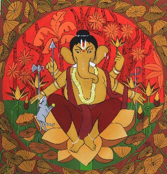 Ganesha-Acrylic-Painting-Chetan-Katigar-IndiGalleria-IG2095