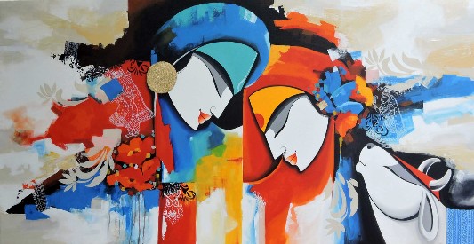 Loving-Couple-2-Painting-Pradeesh-Raman-IndiGalleria-IG1537