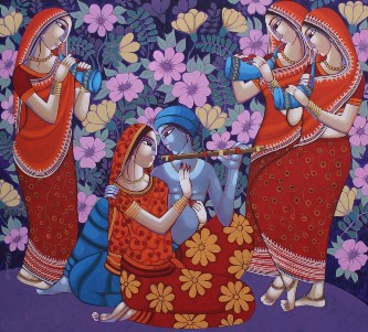 Krishna-Leela-Painting-Sekhar-Roy-IndiGalleria-IG733