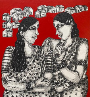 Untitled-Acrylic-Painting-24x24-Dhan-Prasad-IndiGalleria-IG2079